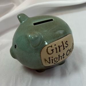 Ceramic Girl’s Night Out Blue and Brown Piggy Bank